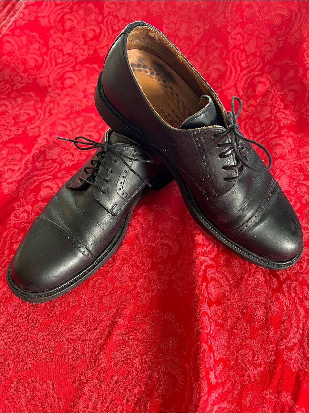 Johnston & Murphy Signature Series Men’s 10M Black Cap Toe Oxford Made Italy